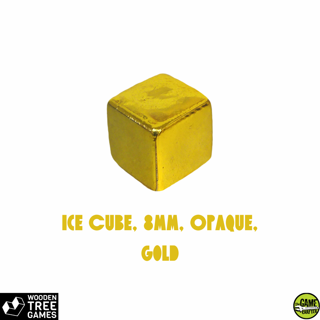 Ice Cube, 8mm, Opaque, Gold