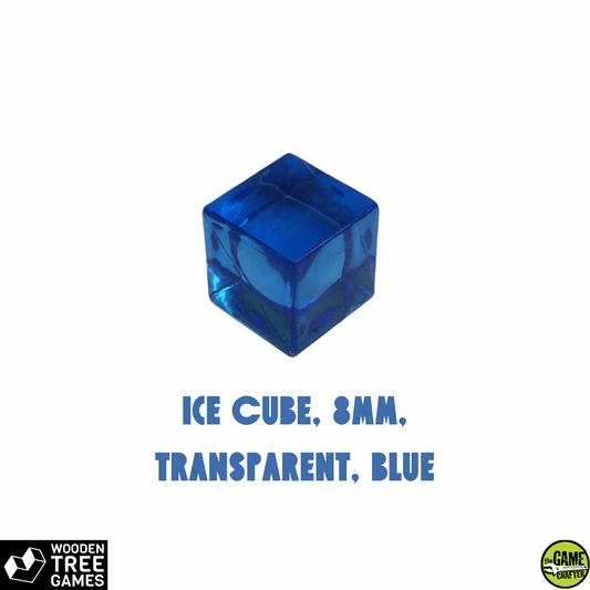 Ice Cube, 8mm, Transparent, Blue - Wooden Tree Games