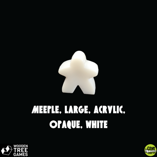 Meeple, Large, Acrylic, Opaque, White - Wooden Tree Games