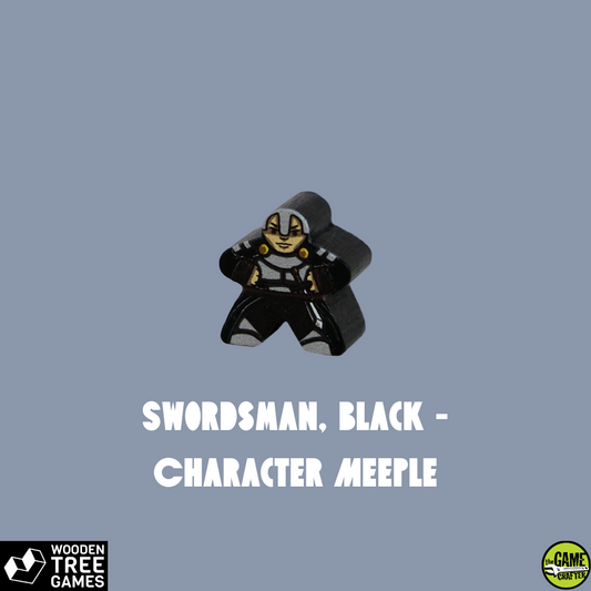 Swordsman, Black - Character Meeple - Wooden Tree Games